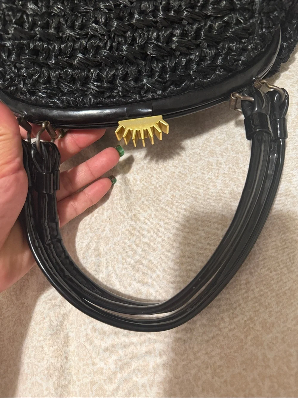 Vintage Black Woven clutch purse Top-Handle Bag - Chic Everyday Tote
